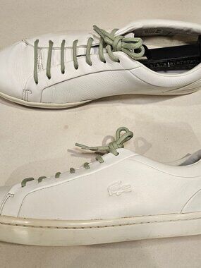 Lacoste Men's Leather Sneakers White Size 9.5 Sport Casual Shoes Low Top